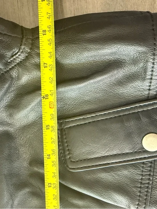 Quince 100% Leather Collarless Cropped Bubble Hem Jacket